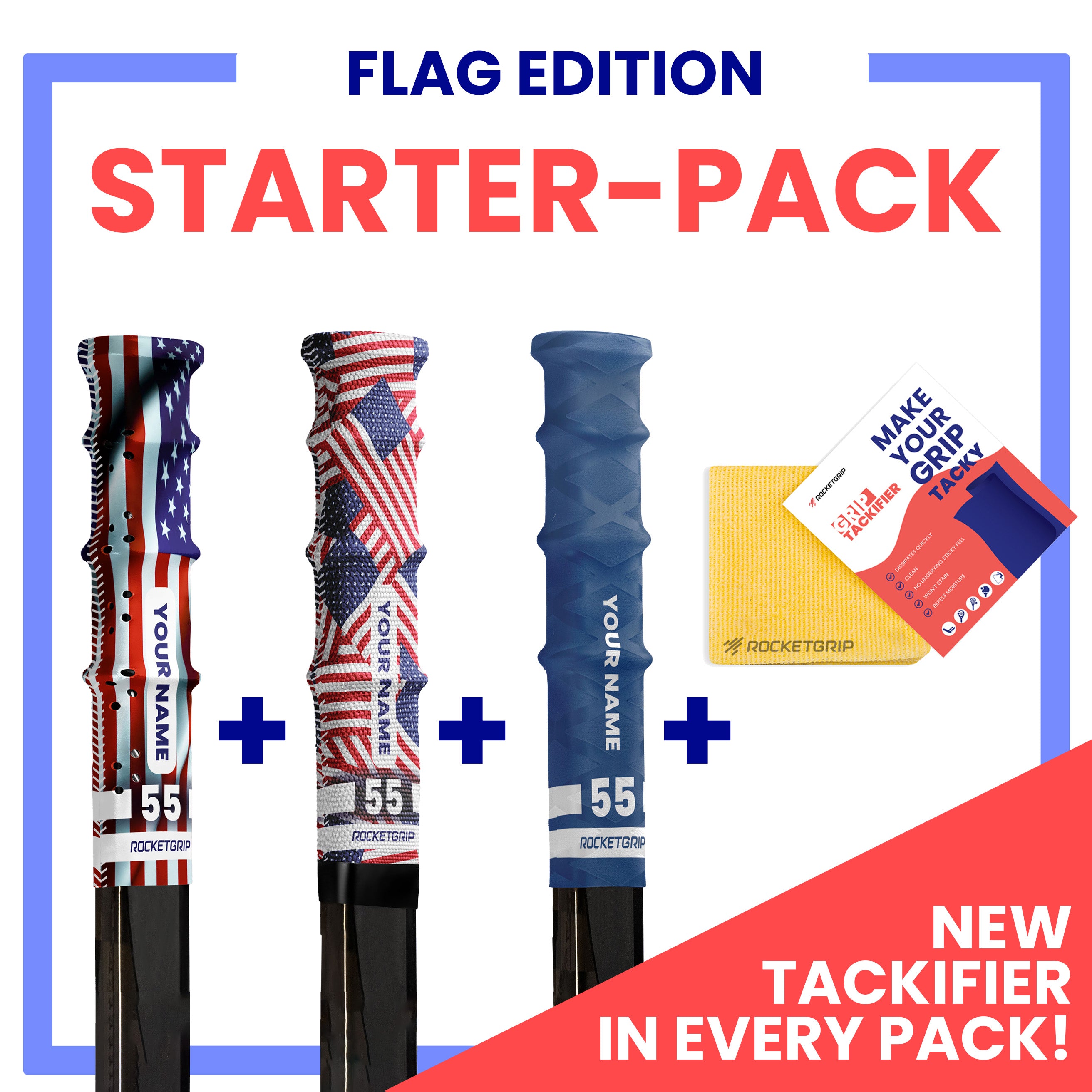 Starter-Pack Flag Hockey Grips (3-pack) + Tackifier
